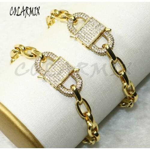 4Pcs Whole zircon clasp bracelets Big chain bracelet fashion jewelry for women bracelets accessories gift 50679