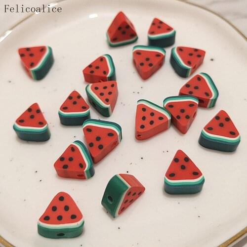 20pcs 10mm Watermelon Fruit Polymer Clay Beads Jewelry Making Bracelet DIY Accessories For Girl Spacer Beads