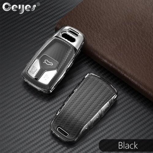 TPU Carbon Grain Car Key Case Cover Fob Shell For Audi A4 B9 A5 A6L S4 S5 S7 8W Q7 4M Q5 TT TTS RS Coupe Accessories