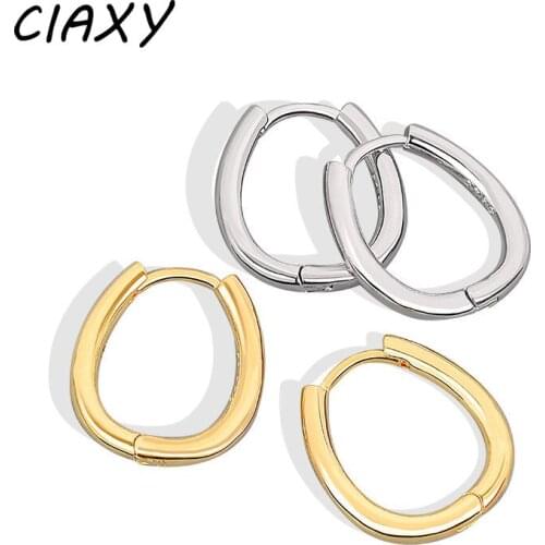 CIAXY 925 Sterling Silver Geometric O-shaped Earrings Hoops Female Elegant Sexy Ear Buckle Earring French Style Simple Jewelry