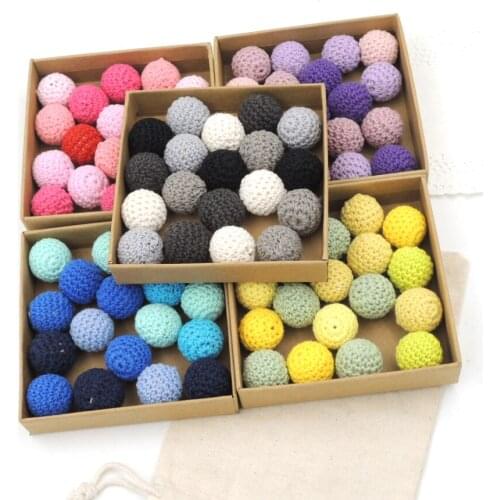 100X 20mm DIY wooden crochet beads,31 colors,100% cotton yarn hand knitted beading diy wooden ecofriendly safe EA228