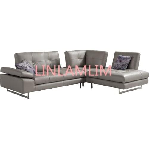 Real leather sofa sectional living room sofa corner home furniture couch L shape functional headrest modern with 6 backrests