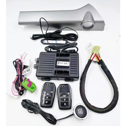 For Toyota PRADO year 2012 to 2017 Car Add push button start stop remote control and PKE Keyless Entry system with grey panel