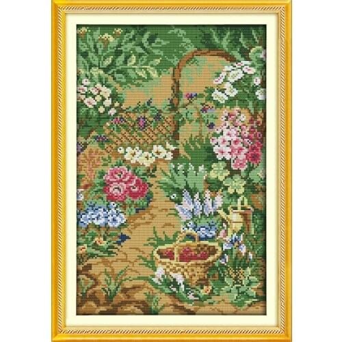 Everlasting Love Garden (3) Chinese Cross Stitch Kits Ecological Cotton Stamped Printed 14 11CT DIY Wedding Decoration For Home
