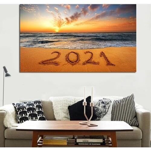 Canvas Painting 2021 Beach Ship Sea Wall Art Nordic Posters And Prints Home Decoration Big Size Pictures For Living Room