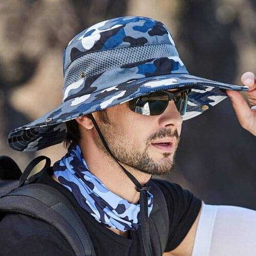 Outdoor Men Hats Fishing Cap Solid Color Wide Brim Anti-UV Beach Sun Caps Women Bucket Hat Summer Autumn Hiking Camping