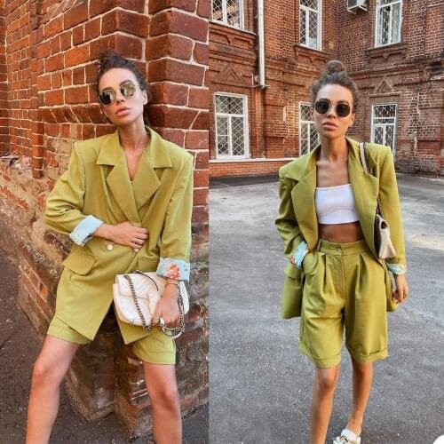 Summe Short Women Suits Bridal Lady Wear Loose Double Breasted Blazer Shorts 2 Pieces Party Evening Wear For Wedding