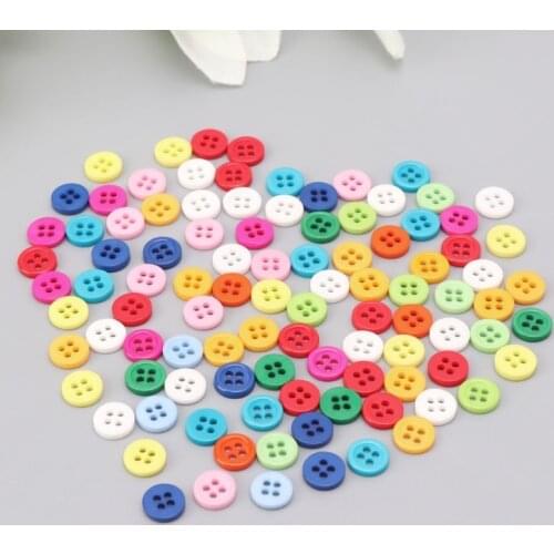 100Pcs 4 Holes Mixed Color Round Resin Buttons Fit For Sewing And Scrapbook 9mm Q6PD
