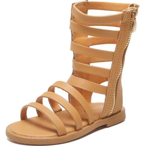 2021 Summer Hollow Girls Roman Sandals Open-toed High-top Princess Sandals Non-slip Big Children Tide Sandals Children Shoes