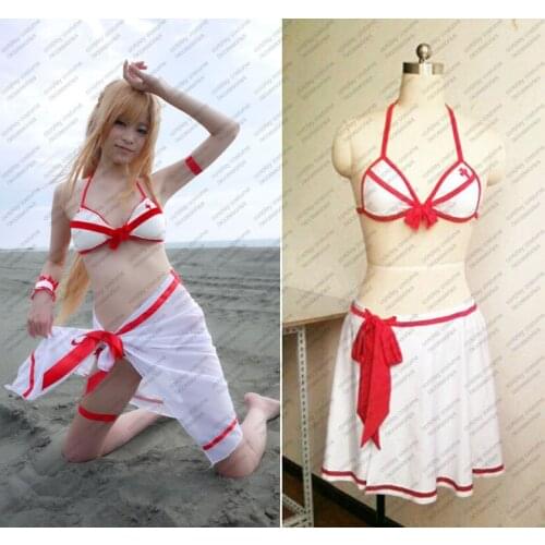 Cos Sword Art Online Asuna Swimsuit cosplay anime party costume customized