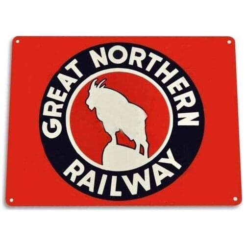 NA Metal Tin Sign Decor Iron Painting Great Northern Railway Railroad Train Station Farm Vintage Art Deco