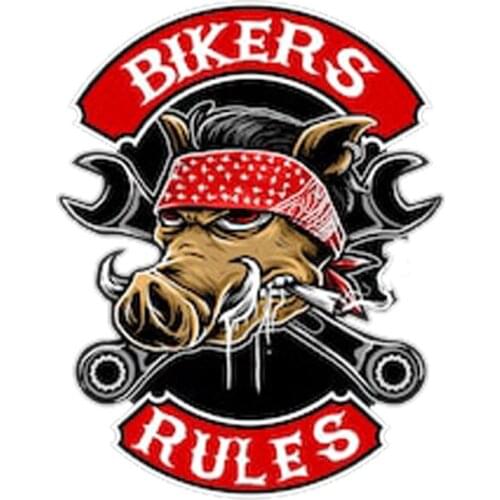 Bikers rules Wild boar Knight Rider Motorcycle moto car sticker decal
