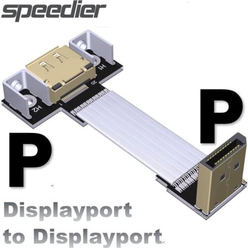 New Coming Metal Shielded DP To DP Flat Cable Up/Down Angled Displayport Extension Cable FPC DP1.2&1.4 Version Riser Adapter FPV