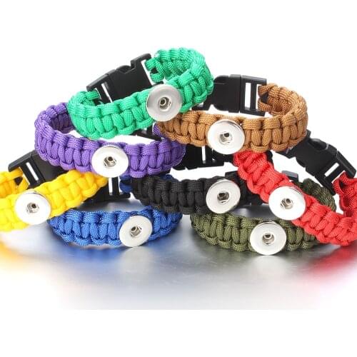 New Snap Jewelry Woven Leather Snap Bracelet Hand Made Rope Snap Button Bracelet Bangles Fit 18MM Snap Button DIY Jewelry ZE584