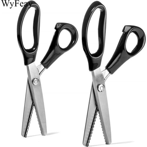 23.5cm Pinking Shears Stainless Steel Dressmaking Scissor Serrated Scalloped Professional Sewing Tailor Zig-Zag Fabric Scissors