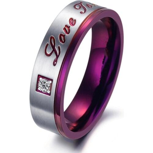 FDLK Forever Love Purple Crystal Couple Ring Romantic Marriage Engagement Ring