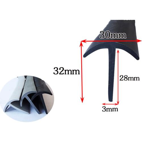 Rubber T Strip for Cable Solar Glass Metal Wood Panel Edge Encloser Shield Sealing 30x32mm Black Gray