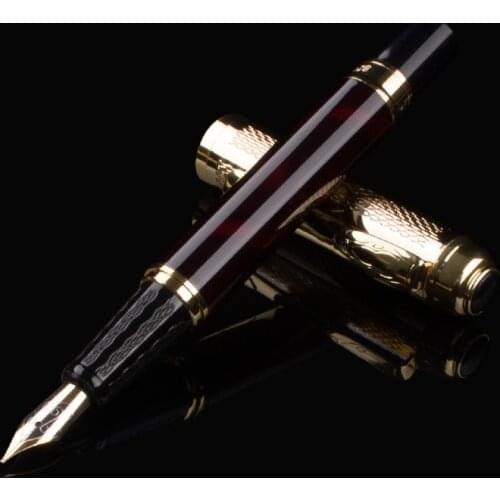 DIKA WEN Metal clip Calligraphy Pen Medium Nib Fountain Pen Caneta 0.5mm Fine Tip Writing Ink Pen Office Pens Gifts