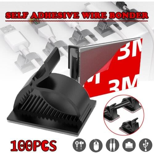 100pcs Self-adhesive Cable Clips Fastener Wire Management Holder Clamps Organizer Car Home Office Charging Cable Fixing Device