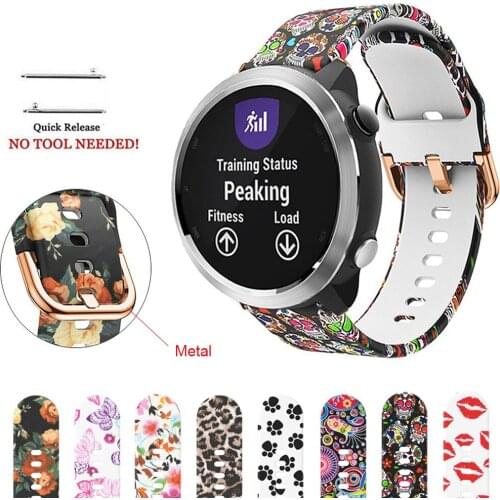 20MM Printing Silicone Strap For Garmin Forerunner 645/645 Music Smart Watch Sports Bands For Vivoactive 3/Vivomove HR Correa