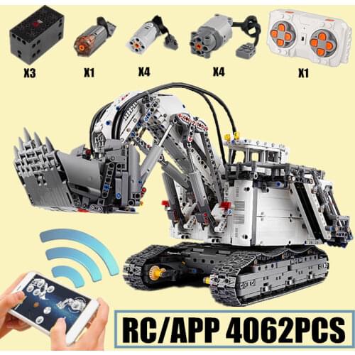 New Technical 4062PCS APP RC Mobile Crane Mk II Excavator Forklift Truck City R9800 RH400 Building Block Brick Gift Toy Kid