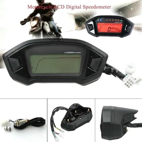 Universal Motorcycle Speedometer LCD Digital Odometer Tachometer Backlight Modified Part Motorcycle Water Temperature Gauges
