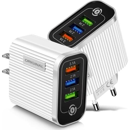 3USB 3.1A Mobile Phone Charger USB Charger For iPhone Samsung Huawei Xiaomi Universal Mobile Phone Tablet USB Adapter