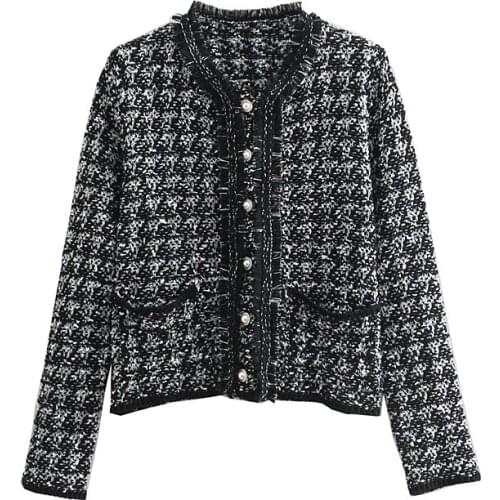 Fashion elegant womens Tweed short jacket new spring autumn twill soft coat rough tweed short cardigan women Casual jacket