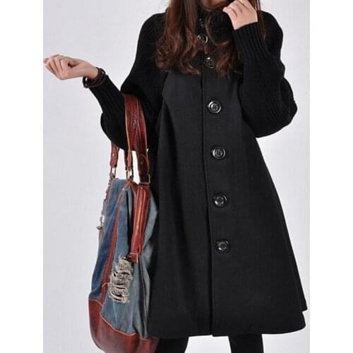 Woman winter coat long wool coat womenLarge size loose single-breasted high collar ladies jacket