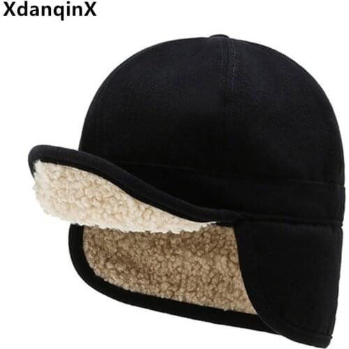 XdanqinX New Winter Thermal Bomber Hats For Men Women Velvet Thicken Earmuff Cap Novelty ins Style Lamb Wool Biker Windproof Hat