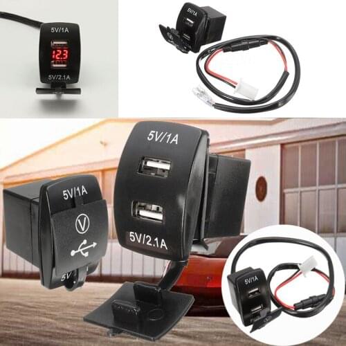 1pcs 12V Red LED Car Boat Marine Voltmeter Dual USB Charger Socket Power Adapter