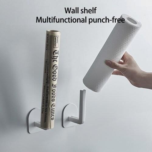 1Pc Kitchen Self-adhesive Accessories Under Cabinet Paper Roll Rack Towel Holder Tissue Hanger Storage Rack for Bathroom Toilet