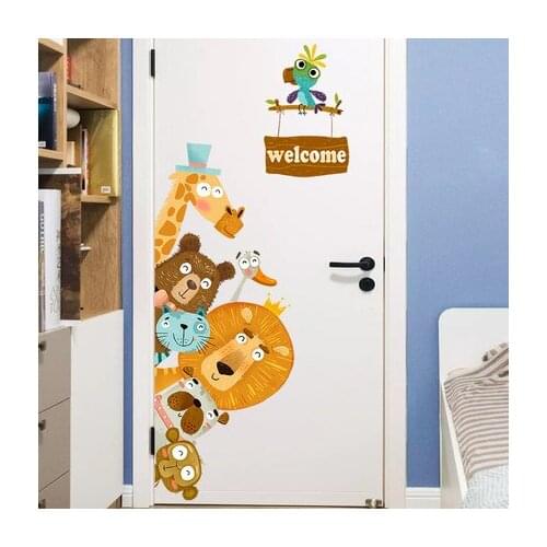 137*70cm DIY Cartoon Animal Wall Sticker Welcome Kids Room Decoration Wall Pictures for Living Room Posters And Prints