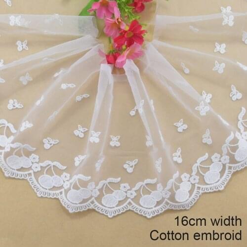 16cm white lace cotton embroidery lace french lace ribbon fabric guipure diy trims warp knitting sewing Accessories#4202
