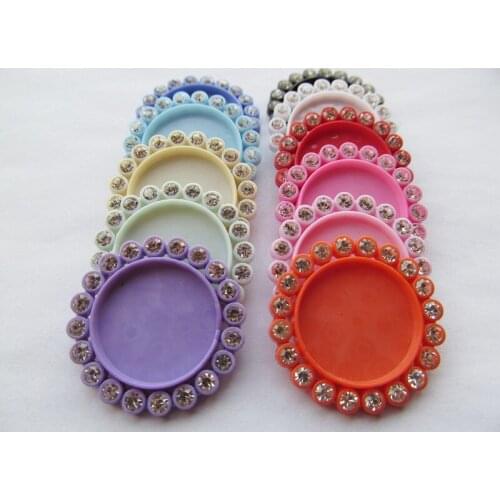 20pcs White Rhinestone Multicolor Flatback Round Resin Pendant Charm Finding,Base Setting Tray Bezel,fit 20mm Cabochon Cameo