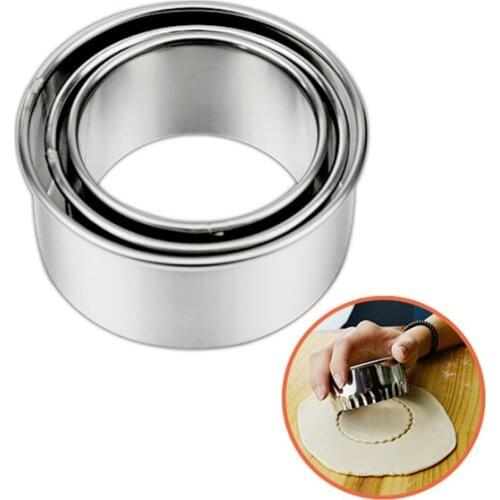 3pcs/set Round Lace Shape Dumpling Wrappers Maker Molds Set Dough Cutting Tool Egg Mold Cake Pastry Mould Diameter 6/7/8cm