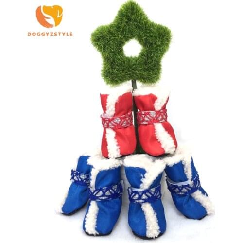 4Pcs Christmas Waterproof Dog Boots Winter Pet Shoes for Small dogs cats Skidproof Puppies Snow Boots XMAS Product DOOGYZSTYLE