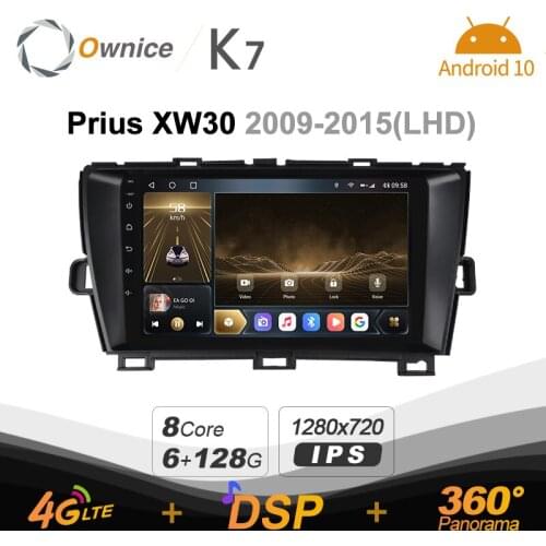 Android 10.0 6G+128G 720P K7 Car autoradio Multimedia for Toyota Prius XW30 2009 - 2015 radio system unit 360 Panorama 4G LTE