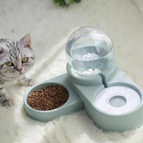 Automatic Feeder Dog Cat Food Bowl with Water Dispenser Pet Double Bowl Drinking Raised Stand Bowls Water Container Pet Supplies