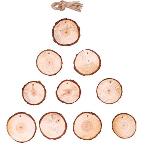 10pcs/lot 6cm Wooden Christmas tree Pendant DIY Painting Board Decorative Fir Crafts Xmas Hanging Ornament Home Patry Decoration