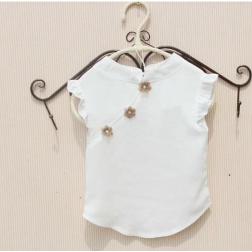 Children clothes Summer Chinese style chiffon sleeveless shirts for teenage girls blouse toddler girl clothes girls tops sales