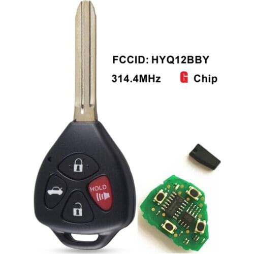 4Buttons Remote Key For Toyota Camry Rav4 2006-2010 315Mhz For Toyota HYQ12BBY G Chip