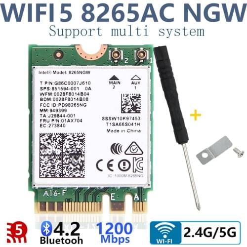 Dual Band Intel Wireless-AC 8265ac NGFF 867Mbps Wi-Fi+Bluetooth 4.2 Wlan Card For Windows 7/8/10 8265NGW 802.11AC WIFI MU-MIMO