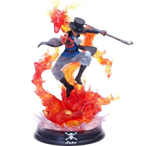 One Piece Action Figure GK Anime Flame Sabo 33cm Pvc Model Collection Toy Over Size Exquisite Quality Desktop Decoration Doll