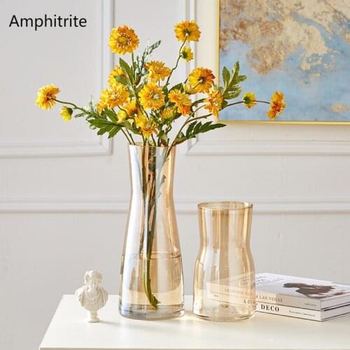 Europe Simplicity Vases + False Flower Combination Decoration Transparent Glass Vase Office Be At Home Toilet Decorating Table