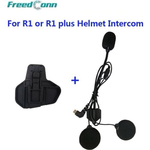 Headset Microphone Mic & Bracket Mount Clamp Clip Accessories For FreedConn R1 or R1 plus Helmet Intercom
