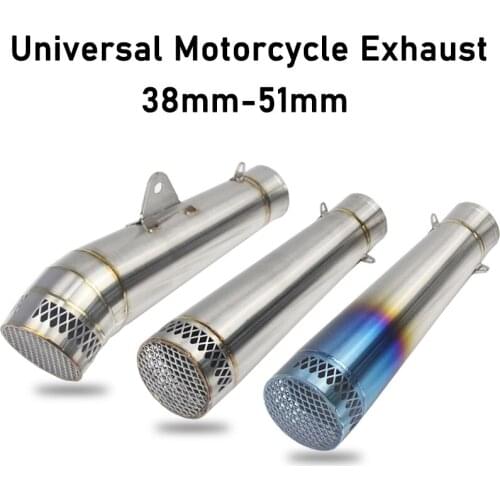 51mm Motorbike Exhaust Pipe Muffler Silencer Escape Damper with Outlet Net Stainless Steel Motorcycle Exhaust for laser marking