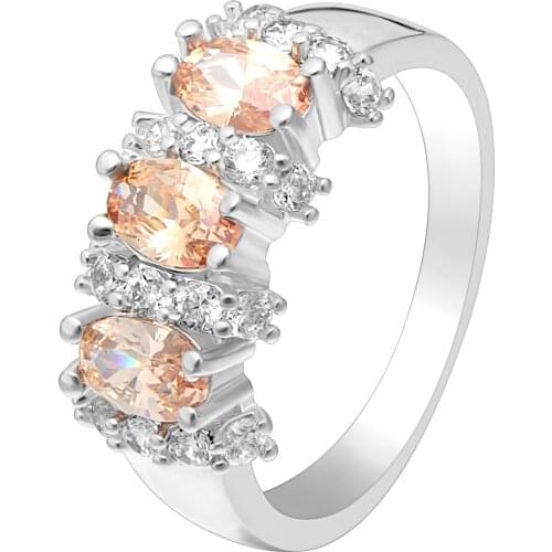 Hainon New Fashion Champagne Cubic Zircon Finger Ring Women Princess Cut Wedding Engagement Rings for lady Jewelry Gifts