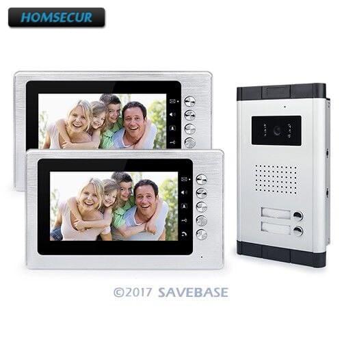 HOMSECUR 2 Units Apartment 7" Wired Video Door Phone Intercom Entry System Visual Audio