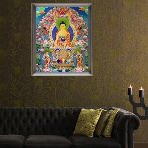 Golden Panno diamond painting pasted painting square full area diamond mosaic picture drill fashion religious home decoration 09